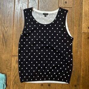 Talbots sleeveless blue with white polka dots top size petite medium